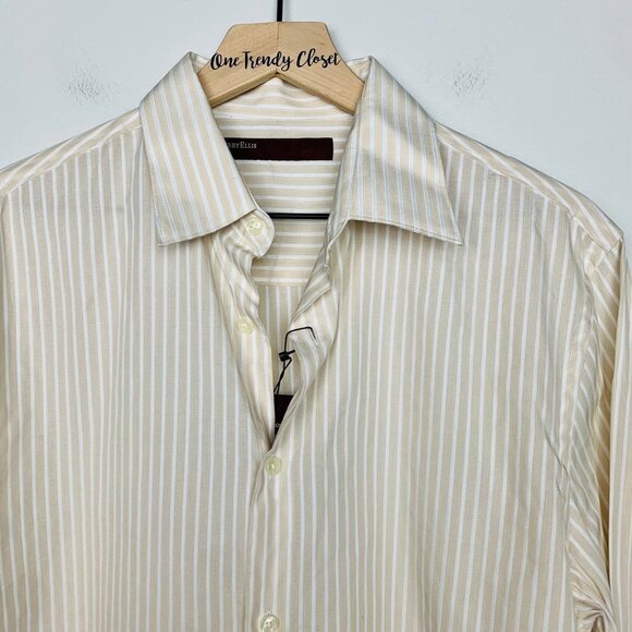 #42 Perry Ellis NWT Men’s  Principals Camel Long Sleeve Button Down Dress Shirt - Picture 2 of 4